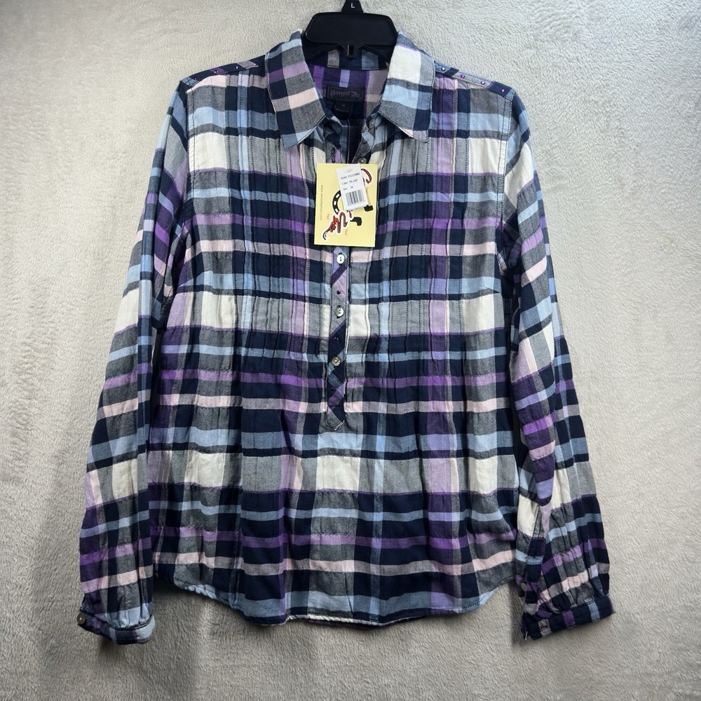 Cowgirl Up Purple Plaid Tunic Shirt Women's M Western NEW